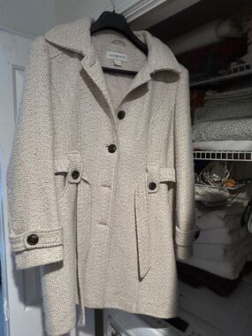 Liz Claiborne Ivory Bouclé Pea Coat